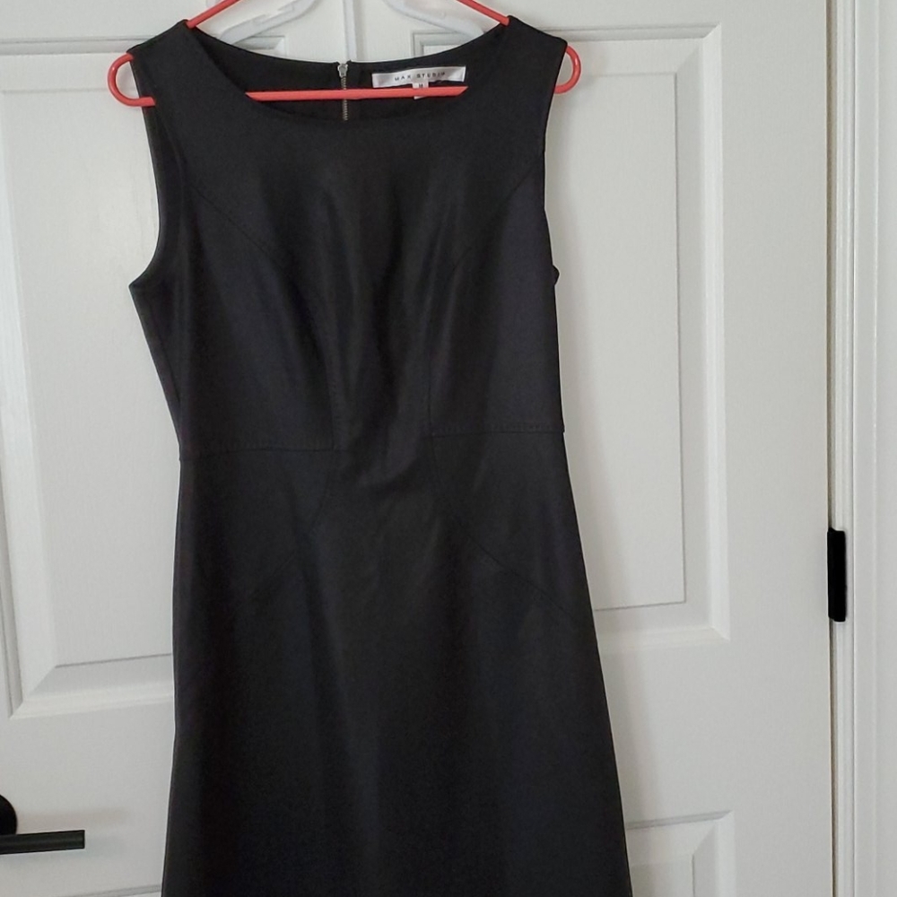 Zip Up Leather like Black Dress